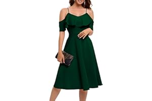Bbonlinedress Womens Off The Shoulder Cocktail Dress, Formal Wedding Guest Prom Party Homecoming Graduation A-line Midi Dress