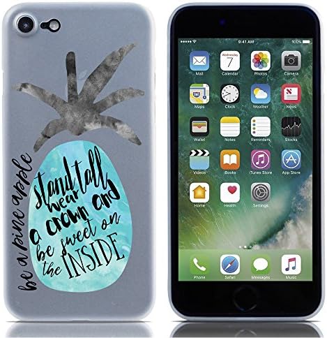 iPhone 7 Case/iPhone 8 Case - Stand Tall Wear A Crown Pineapple Quote Cool Summer Hipster Clear transparent designer Matte TPU case with drop protection-Unique Designer Trendy Case for girls women