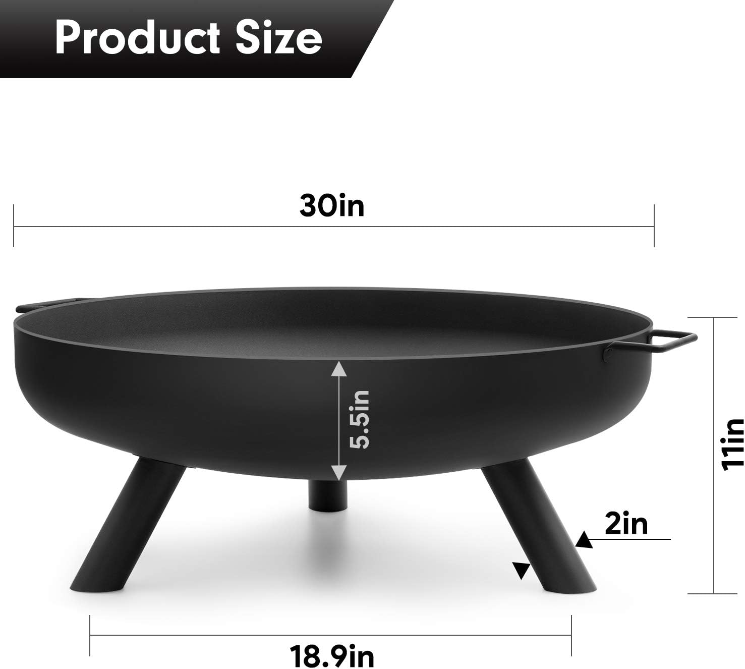 Amagabeli Fire Pit Outdoor Wood Burning Fire Bowl 30in with A Drain Hole Fireplace Extra Deep Large Round Cast Iron Outside Backyard Deck Camping Beach Heavy Duty Metal Grate Rustproof Black : Garden & Outdoor