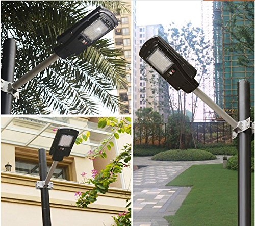 LUCKSTAR The Mounting Equipment For 30W LED Street Light - Solar Power Road Lamp Outdoor Lighting with Remote Control for Streets Garden Yard and Parking (White)
