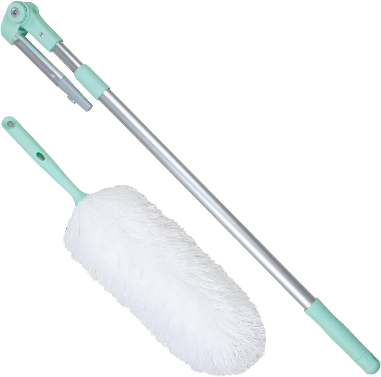 Extendable, Flexible, Adjustable and Telescopic Pole Microscopic Fluffy Lint Free Microfiber Duster (Green)