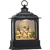 Eldnacele Musical Snow Globe Lantern with Timer, Lighted USB/Battery Operated Swirling Singing Water Glittering Lantern, Snow Globes for Adults and Kids Christmas Decoration- Snowman