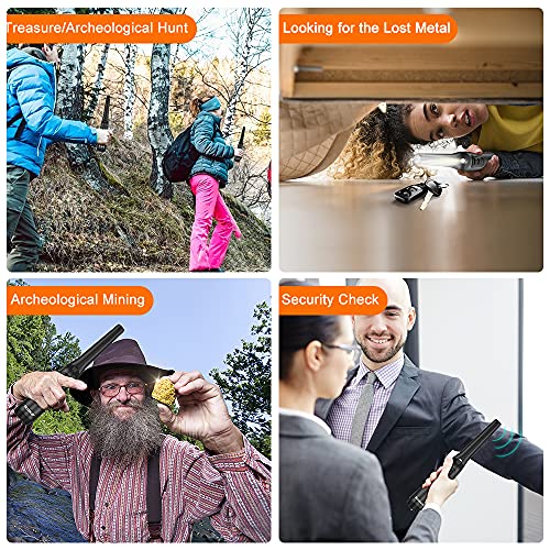 Metal Detector Pinpointer, Ultra Sensitive 360-degree Searching Waterproof Handheld Pin Pointer Wand with Spring Buckle Holster & LED Light+4 Free Batteries (Black)