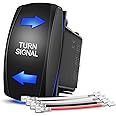 Nilight Turn Signal Switch Blue 4Pin ON Off ON Rocker Switch Laser Etched SPDT Toggle Switches 12V 20A 24V 10A Jumper Wires for Cars RVs Campers Trailers