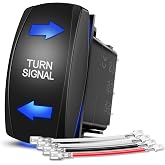 Nilight 4Pin Turn Signal Rocker Switch SPDT Toggle On-Off-On | 3 Way Electrical 12V/20A 24V/10A Waterproof with Jumper Wires for Left Right Turn Trucks RV Boats Automotive Cars Blue