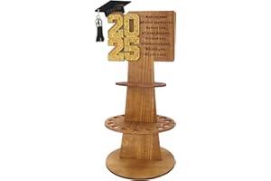 ABTOLS 2025 Graduation Gift Money Holder, Wooden 2025 Graduation Money Holder Double-Layer Cash Holders with 25 Hole DIY Unique Money Holder Cash Gift for Graduation Party Supplies(Gold)