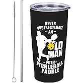CYYFXKA Pickleball Tumbler, Funny Pickleball Gifts for Men, 20 oz Stainless Steel Vacuum Insulated Coffee Cup Double Wall Travel Mug