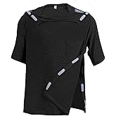 Unisex Post Shoulder Surgery Shirts Recovery Tear Away Short Sleeve Chemo Clothing with Stick On Fasteners, Convenient