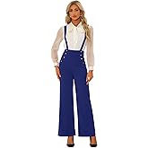 Allegra K Casual Office Jumpsuits for Women's Adjustable Straps Wide Leg Suspenders Pants Overall