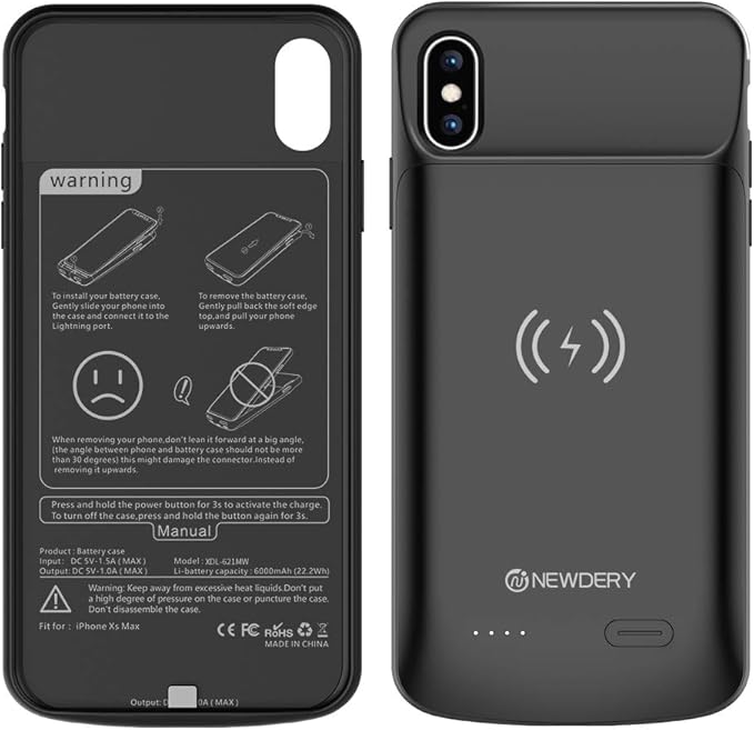 Amazon Com Newdery Upgraded Iphone Xs Max Battery Case Qi