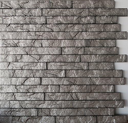 Wall Panel Ledge Stone - Decorative Interlocking Thermoplastic Tiles 24x24 (Sparkled Grey)