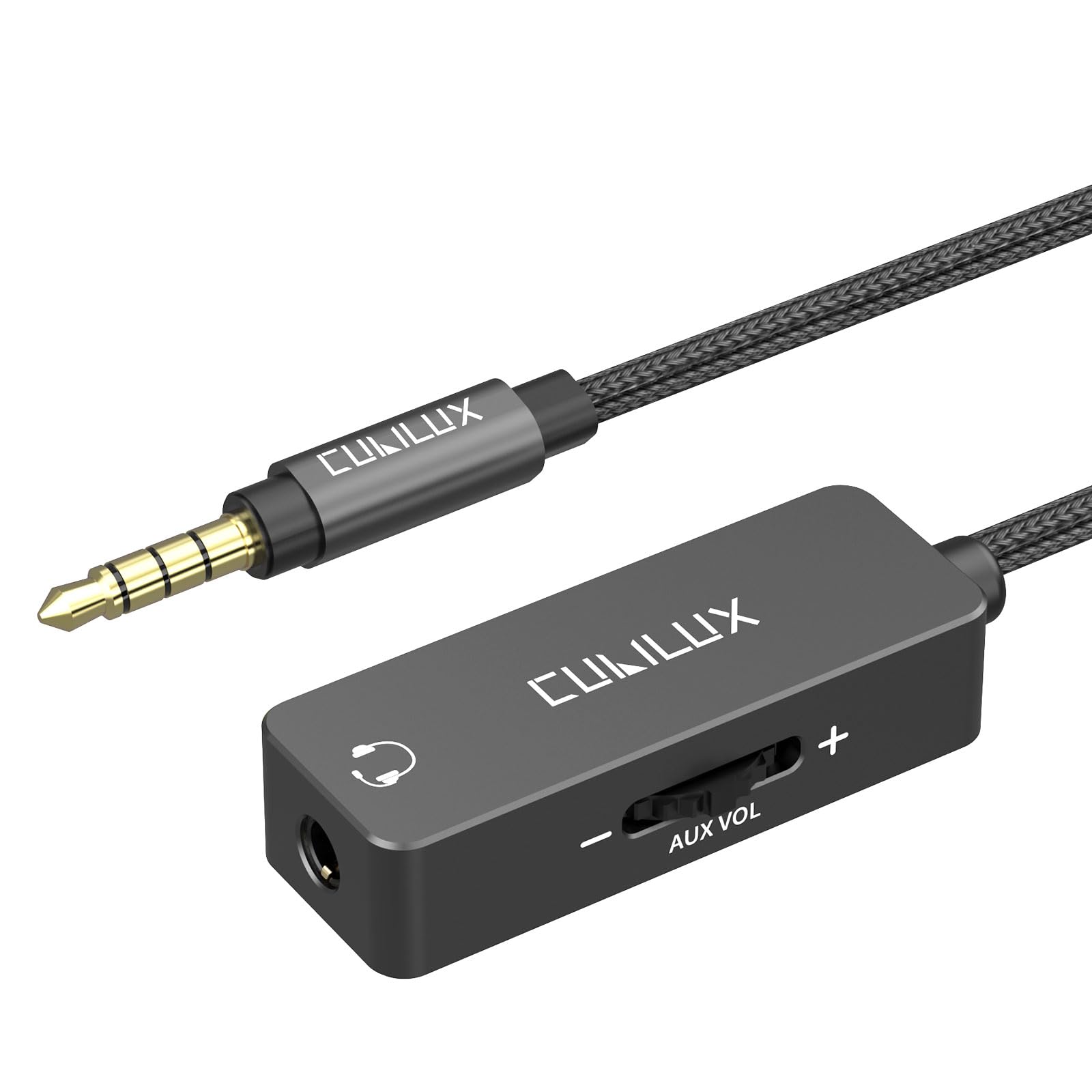 Cubilux 3.5mm TRRS Volume Attenuator Cable, 1/8-inch Headphone Extension Cord with Audio Volume Control, In-Line Volume Controller Compatible with Earphones, Speaker, 4 Feet