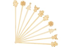 EVYIENEN 50PCS Bamboo Coffee Stirrers, 7 inch Biodegradable Disposable Christmas Coffee stirrers for Coffee Milk Christmas New Year Office Hot Chocolate Bar Supplies