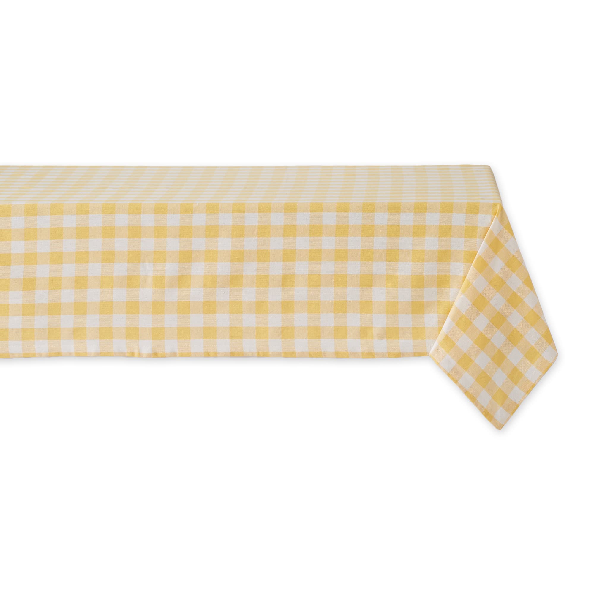 DII Checkered Tabletop Collection 100% Cotton, Machine Washable, Tablecloth, 60x84, Yellow