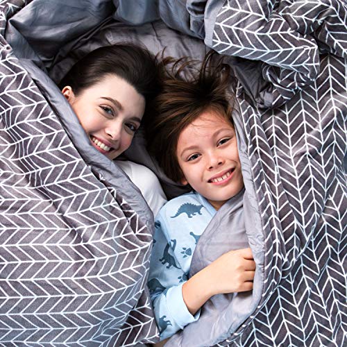 image for Florensi Weighted Blanket with Removable Bamboo Duvet Cover (15 Lbs & 