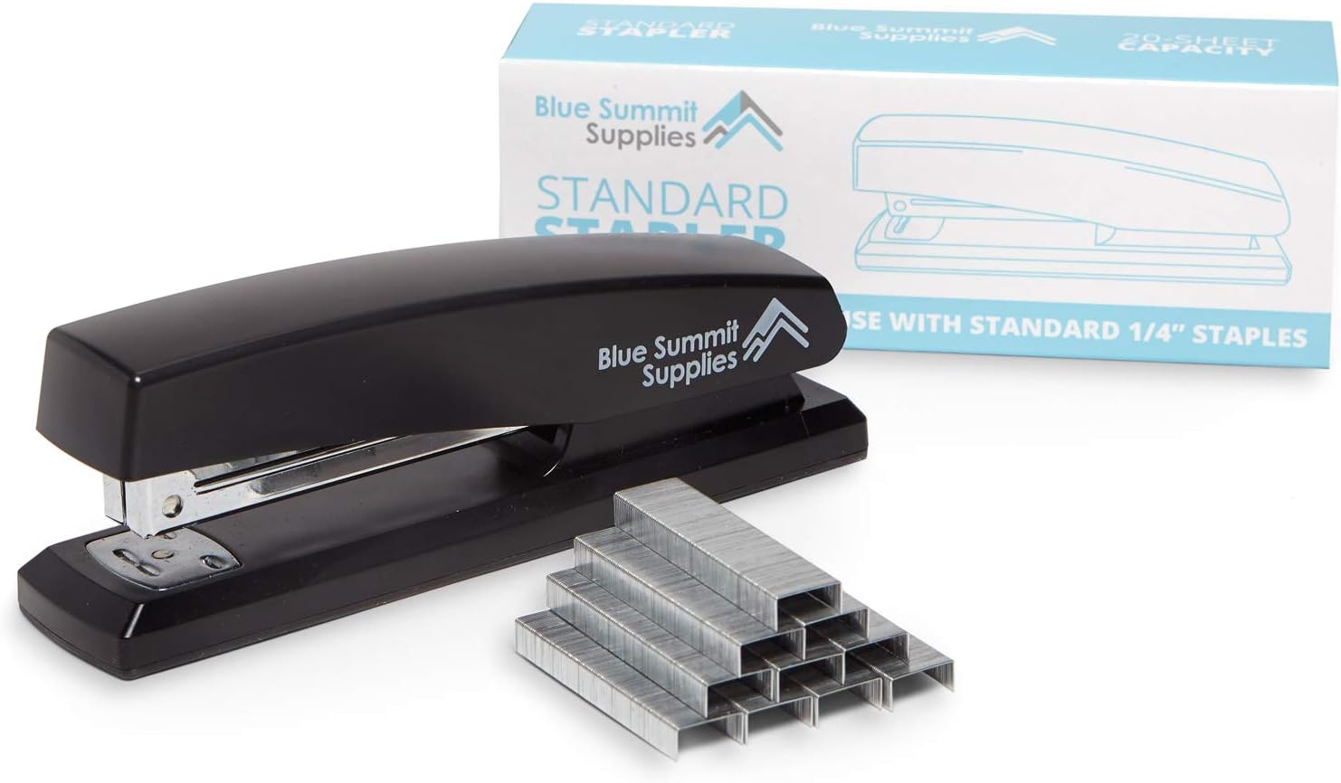 Blue Summit Supplies Standard Stapler Set, Black Plastic 3 Pack, Full Size, Regular Desktop Staplers for Office, Home, or School Use, Includes Staple Remover and 6000 Staples : Office Products