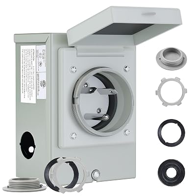 RVMATE Pre-Drilling 30 Amp Generator Power Inlet Box NEMA TT-30P 125V 3750W Power Inlet Box, Waterproof for Outdoor Use