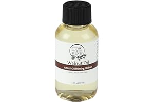 Tusc & Pine Walnut Oil for Painting - 3.4 Oz Bottle - Professional Artists' Paint Medium, Increase Sheen, Slows Drying Time, Solvent Free Thinner, Refined in Small Batches in North Carolina