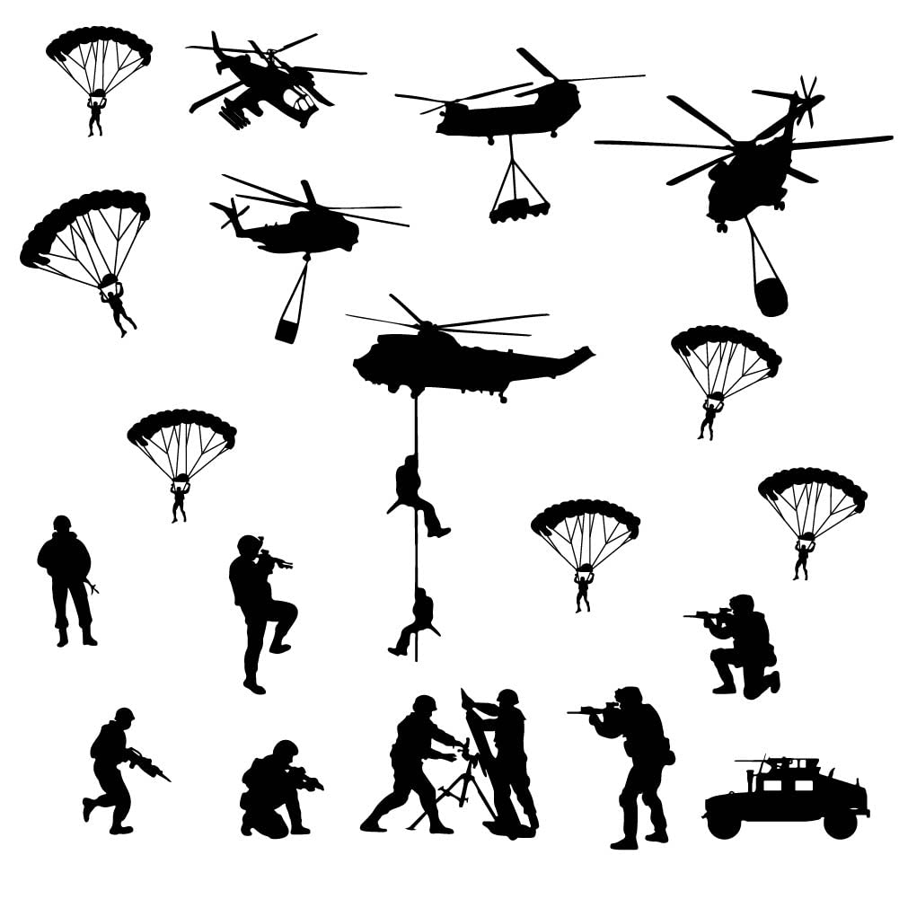 SUPERDANT Game Legion Army Wall Stickers Flight Solider Wall Decals Removable Vinyl Art Stickers Black Game Decal for Boys Room Ceilings Nursery Playroom Wall Decor Vinyl Transfer