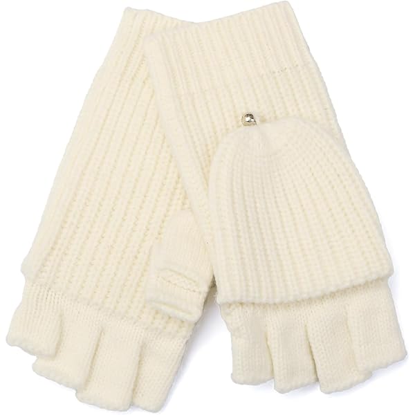 Kate Spade Black/Cream Knit Beanie And White Pop-Top  Gloves kate spade new york Mitten Black Gloves & Mittens for Women  main image 4