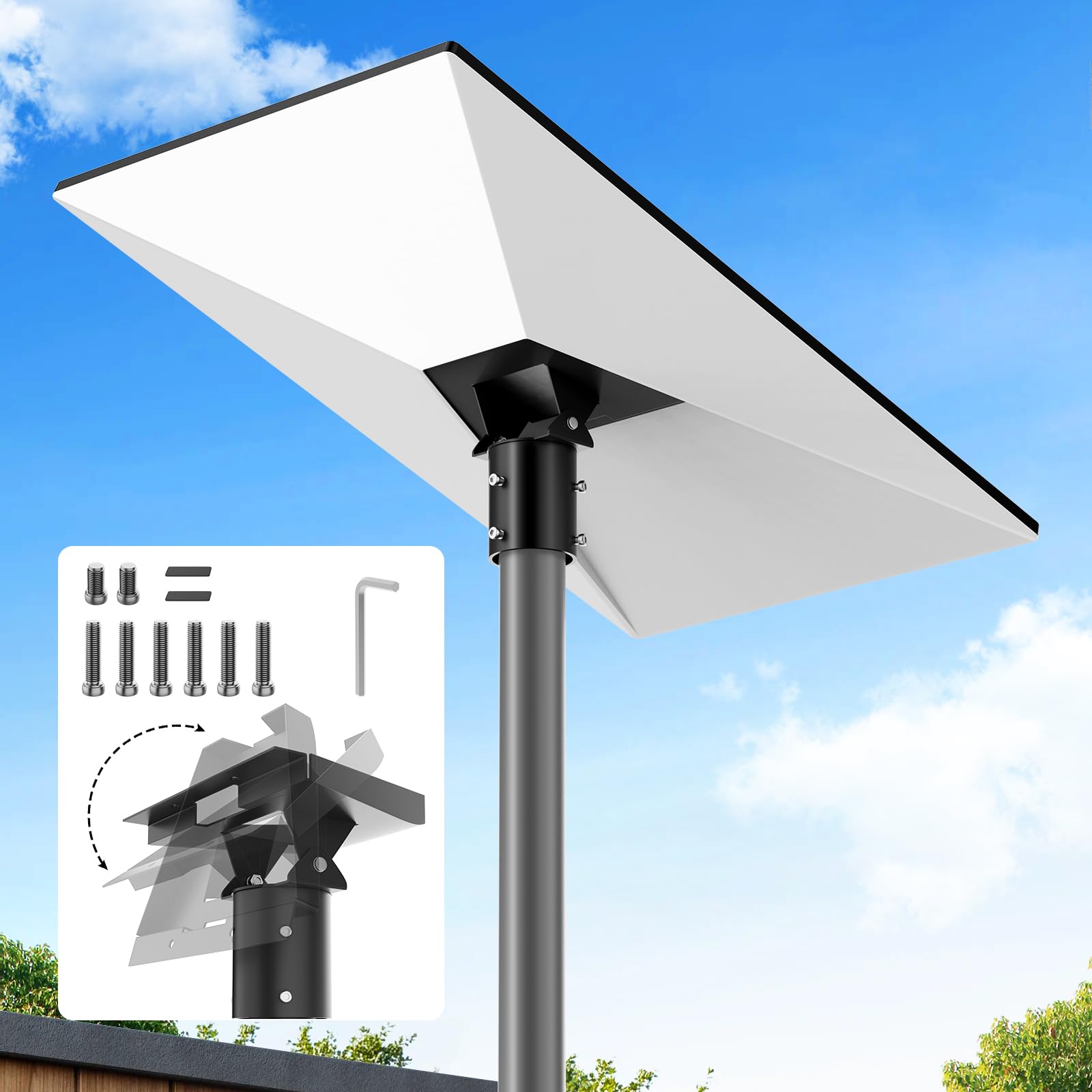 Photo 1 of Bloazzup Starlink Pole Adapter, Adjustable Angle Starlink gen3 tilt Pole Mount, Rustproof, Weatherproof Starlink Roof Mount, Compatible with Gen 3 V3 Starlink Standard Dish, Pipe Not Included