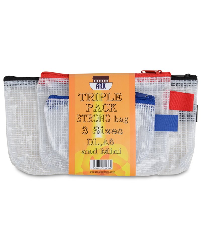 Ark Clear Strong Bags - Pack of 3: DL, Mini, A6 (H-3IN1)