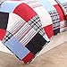 Cozy Line Plaid Quilt Sets Patchwork Bedspread Cotton Kid Bedding for Boys, Fire Truck Theme (Queen, 1 Quilt, 2 Shams)