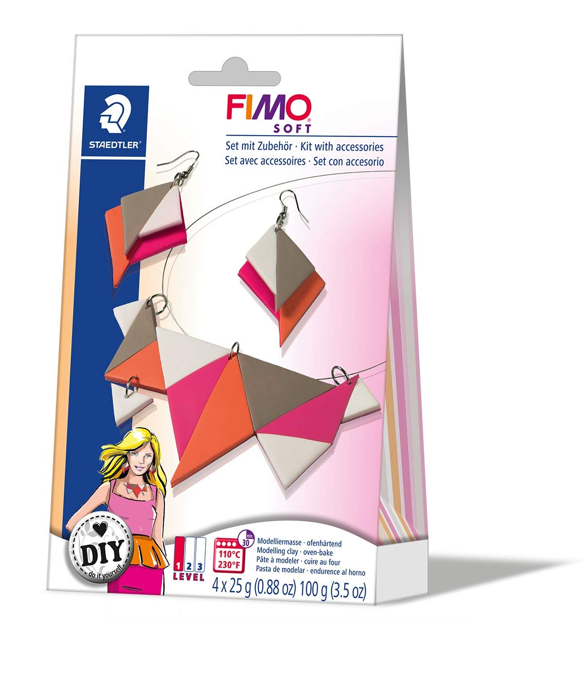 Rayher 34421000 Fimo DIY Jewellery kit: Triangle, 1 necklace, 1 pair of earrings, tab-box