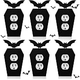 Peryiter 6 Pcs Gothic Coffin Black Outlet Covers Wall Plate Bat Coffin Gothic Room Decor Duplex Plug Socket Light Switch Covers Decorative Goth Decor for Bedroom Home Kitchen(Black,Bat)
