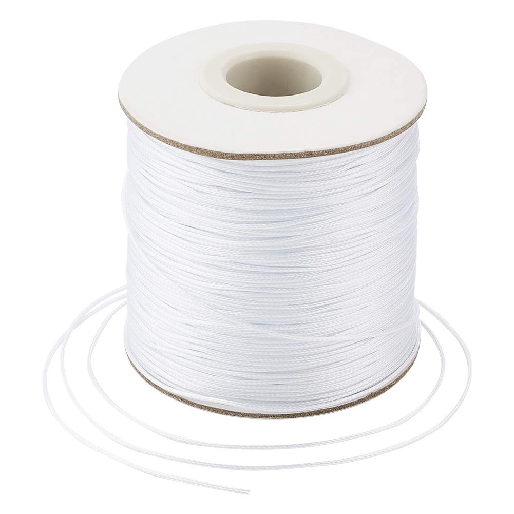 Craftdady 160 Meter 0.5mm Braided Waxed Polyester Cord String DIY Jewelry Craft Macramé Making Beading Thread Rope with Spool, White — image 1