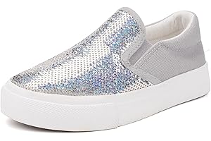Toandon Toddler Kids Girls Sparkle Slip On Walking Shoes Age 2-10