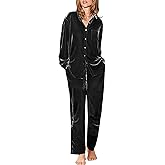 Ekouaer Velour Track Suits for Women Long Sleeve Pajama Set Casual 2 Piece Loungewear