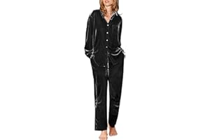 Ekouaer Velour Track Suits for Women Long Sleeve Pajama Set Casual 2 Piece Loungewear