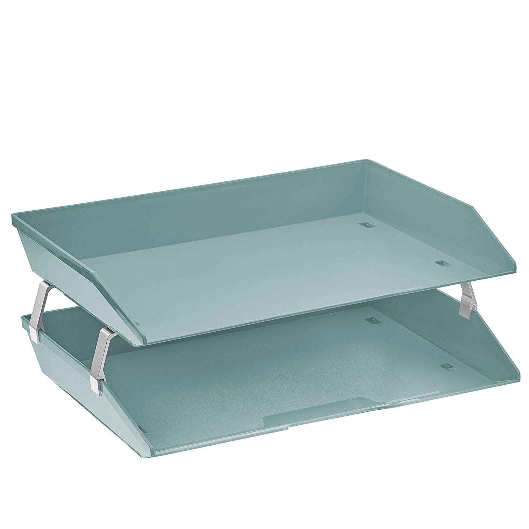 Acrimet Facility 2 Tier Letter Tray, Side Load, Letter Size/A4, Desktop File Organizer, Plastic (Solid Green Color)