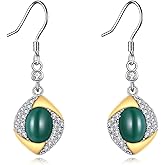 Jade Drop Dangle Earrings 925 Sterling Silver Jewelry Gifts for Women
