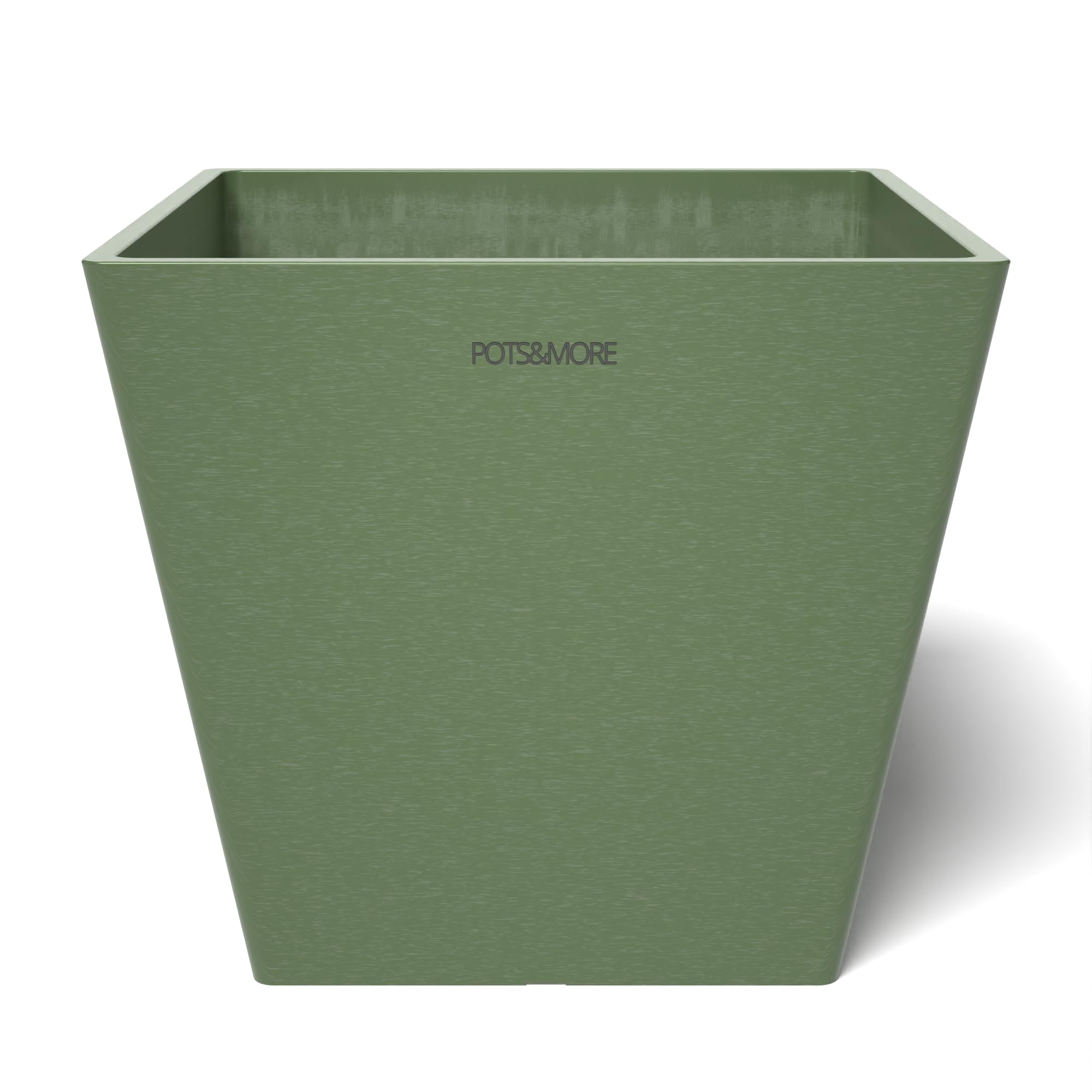 POTS&MORE Prismo 20 Pot (Diameter 20 cm, Square Shape, Colour Olive Green, Height 18 cm, Plastic Planter for Indoor Plants) VP022004