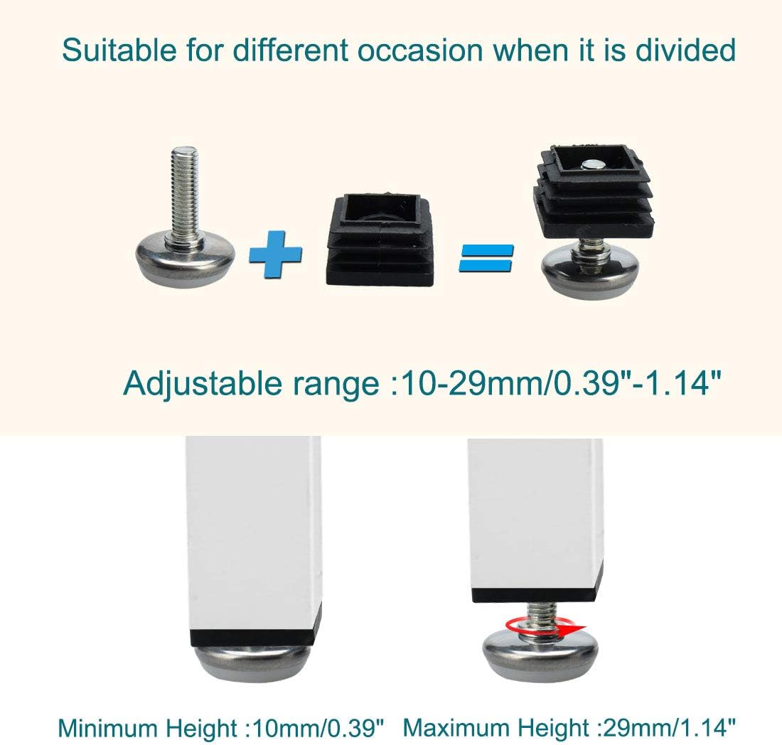 Sourcingmap M8 Leveling Feet 30 x 30mm Square Insert Adjustable Furniture Glide 4 Sets - Image 4