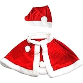 IYWISH Christmas Cloak - Red Velvet Mrs Santa Cape with Santa Hat for Xmas Costume, Halloween, Masquerade Party