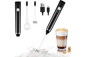Milk Frother Handheld,Dallfoll USB Rechargeable Electric Foam Wand Maker for Coffee, 3 Speeds Mini Milk Foamer Drink Mixer with 2 Whisks for Bulletproof Coffee Frappe Latte Cappuccino Hot Chocolate