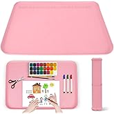 Premium Silicone Art Mat for Crafts, 24" x 16" Non-Slip Art Mat for Painting, Clay, Resin, Slime, Jewelry-Making, and Crafts – Waterproof & Easy to Clean, Raised Edges for Mess-Free Crafting (Pink)