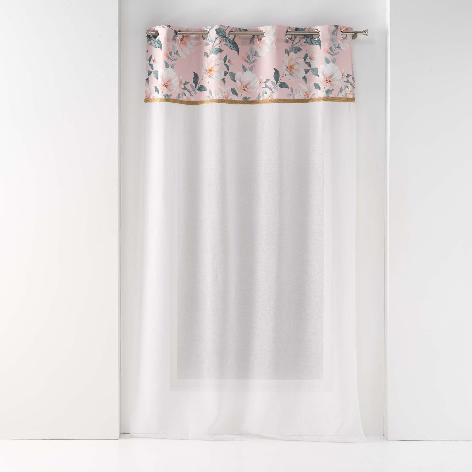 Douceur d'Intérieur, 140 x 280 cm Sandblasted Top Printed and Jute Eyelet Curtain Pink Alissia Top