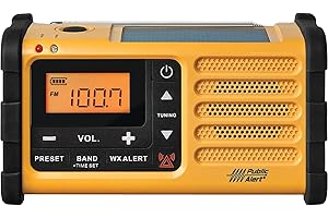 Sangean MMR-88 AM/FM/Weather+Alert Emergency Radio. Solar/Hand Crank/USB/Flashlight, Siren, Smartphone Charger yellow