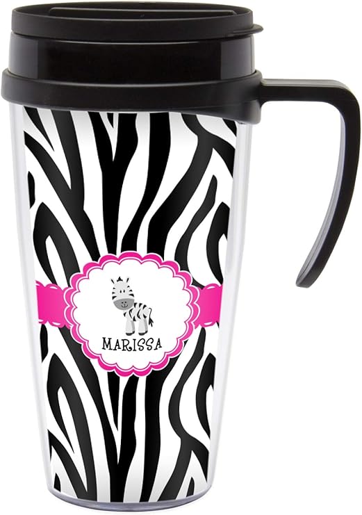 Amazon Com Zebra Acrylic Travel Mug With Handle Personalized Kitchen Dining