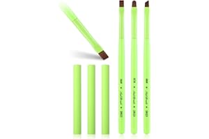 INENK 3PCS Nail Clean Up Brushes for OPI Nail Polish Remover, Brushes for Cleaning Polish Mistakes on the Cuticles, Acetone Resistant Nail Brush for Nail Art and Designs（Fluorescent Green ）
