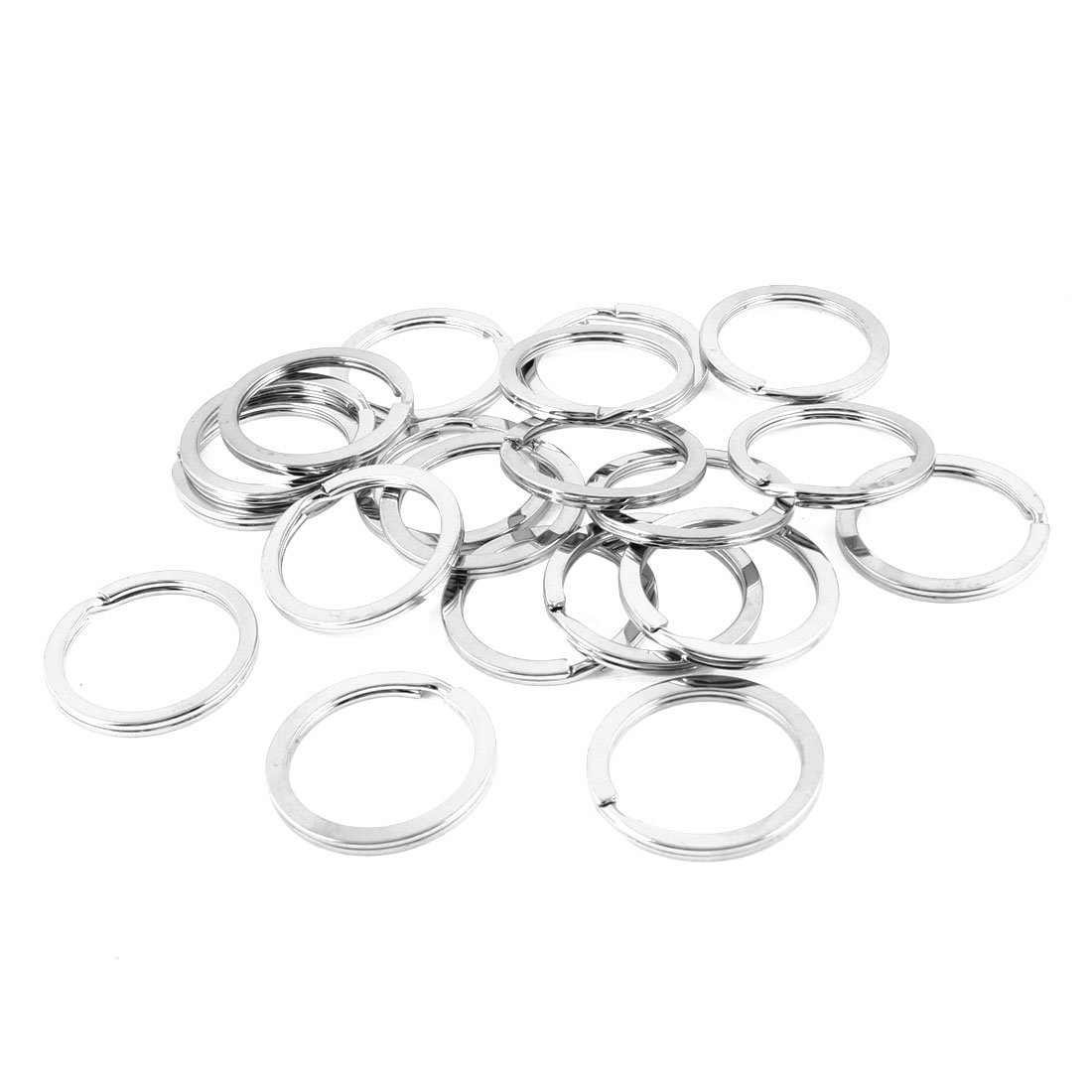 sourcing map 20 Pcs Silver Tone Metal 30mm OD Split Key Rings Keychains