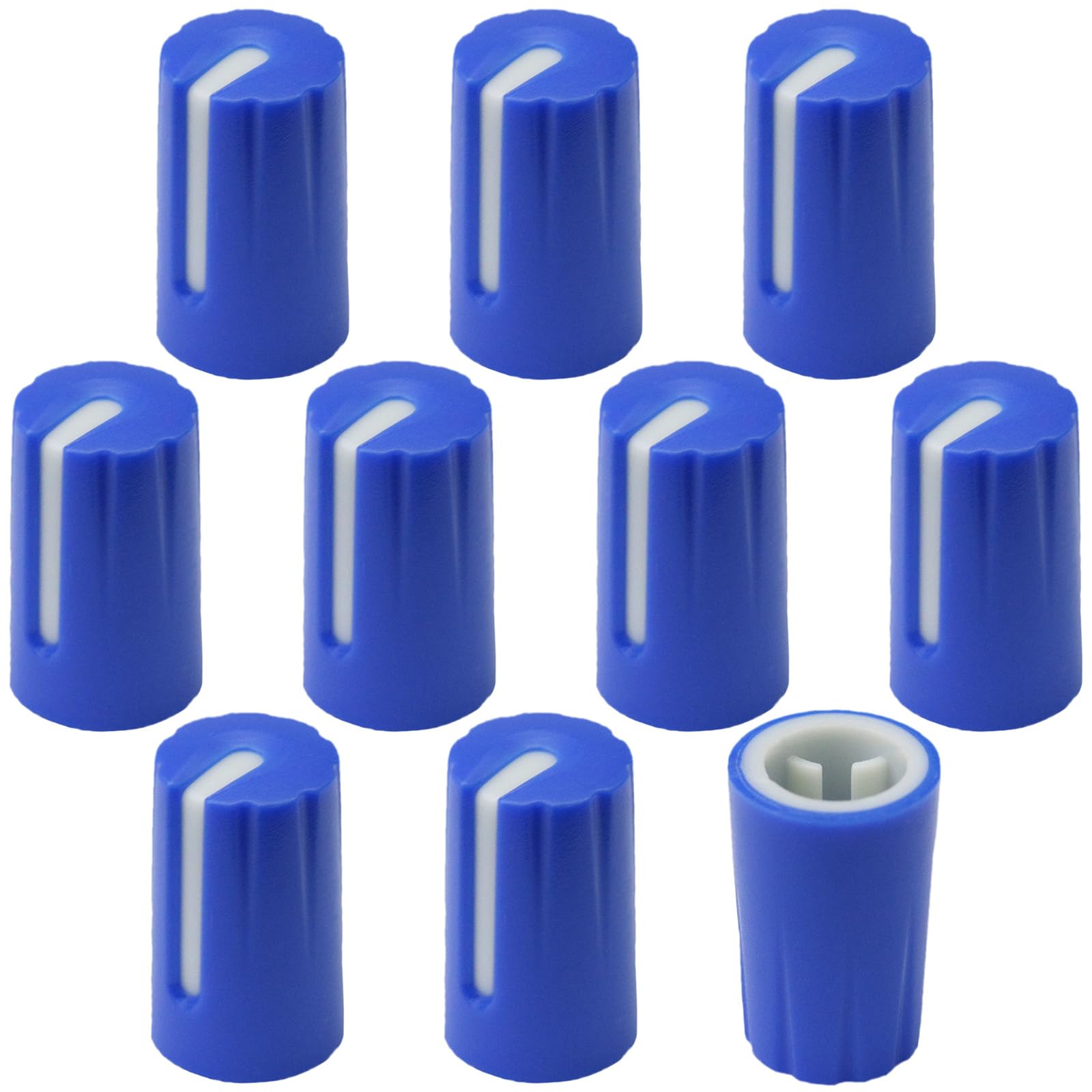 6mm D-Shaft Hole Slim Colour Body Control Knob with Recessed Position Indicator Pack of 10 (Blue)