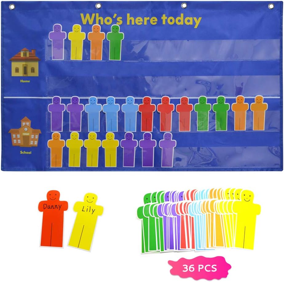 Attendance Pocket Chart for Classroom Office Products