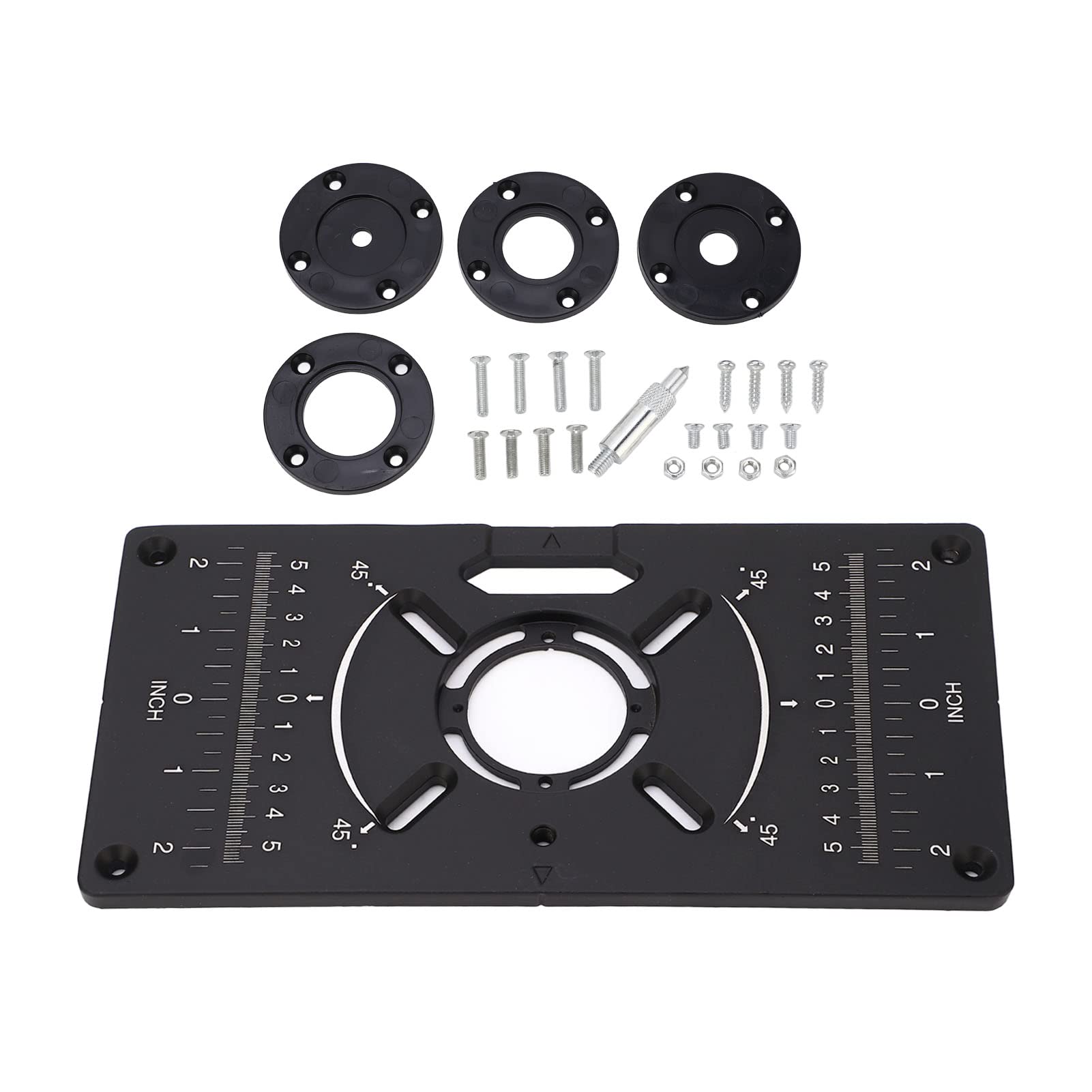 Nimomo Router Table Insert Plate Aluminum Router Plate, Router Base Plate Router Templates Precision Router Table Plate Insert Plate Universal Router Flip Board with 2 Units and Adjustable Holes