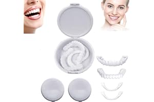 Suweiyuanshiyi 2 Pairs Fake Teeth Braces Whitening Tooth Covering Snap On Teeth Top and Bottom Clip in Veneers Teeth Temporar