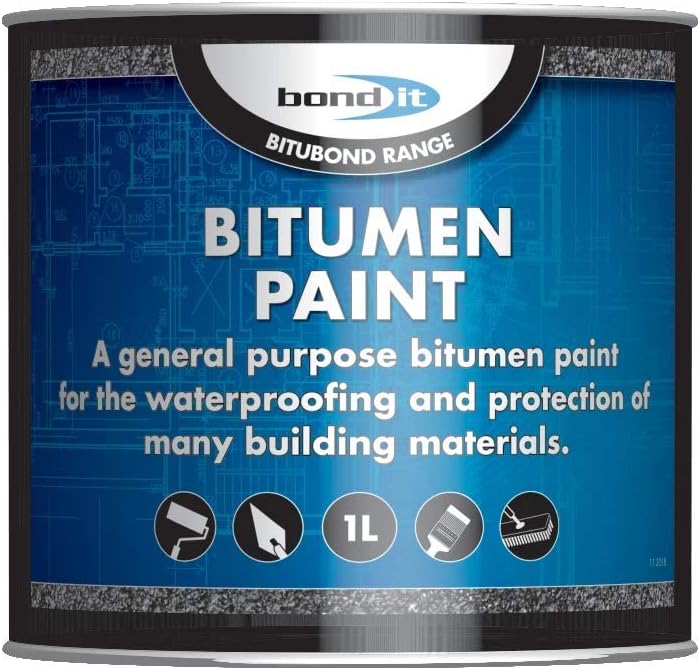 Bond It Bitumen Paint 1 Litre Black Waterproofing Concrete Steel Wood Asphalt